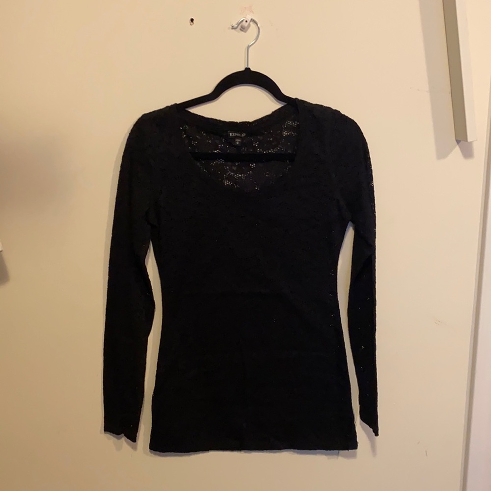 Express lace-like, long sleeve layering top